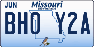 MO license plate BH0Y2A