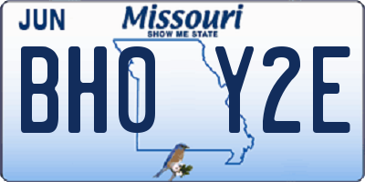 MO license plate BH0Y2E