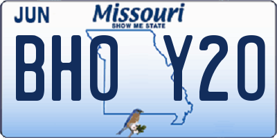 MO license plate BH0Y2O