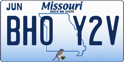 MO license plate BH0Y2V