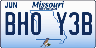 MO license plate BH0Y3B