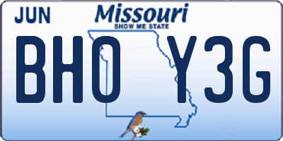 MO license plate BH0Y3G