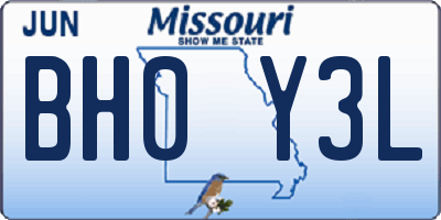 MO license plate BH0Y3L
