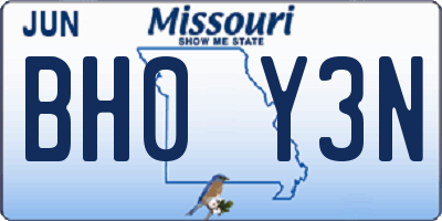 MO license plate BH0Y3N
