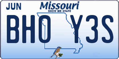 MO license plate BH0Y3S