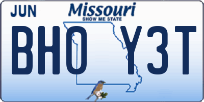 MO license plate BH0Y3T