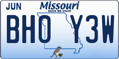 MO license plate BH0Y3W