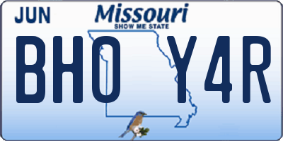 MO license plate BH0Y4R