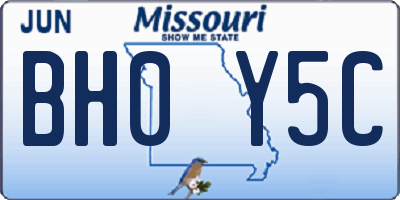MO license plate BH0Y5C