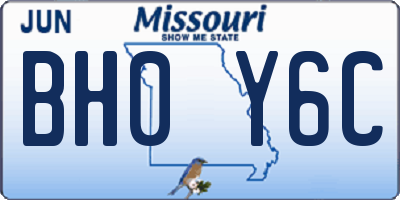 MO license plate BH0Y6C
