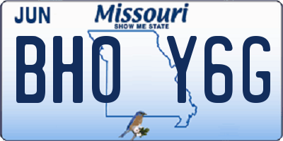 MO license plate BH0Y6G