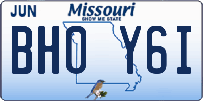 MO license plate BH0Y6I