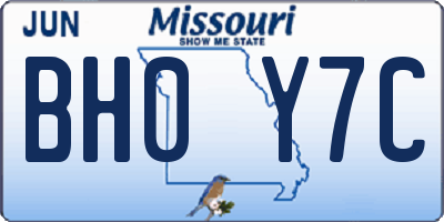 MO license plate BH0Y7C