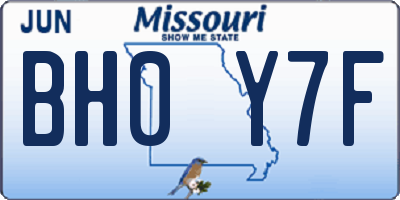 MO license plate BH0Y7F