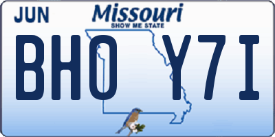 MO license plate BH0Y7I