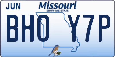MO license plate BH0Y7P