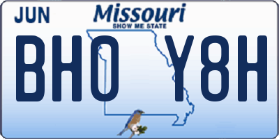 MO license plate BH0Y8H