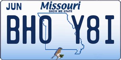 MO license plate BH0Y8I