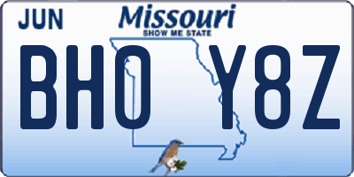 MO license plate BH0Y8Z