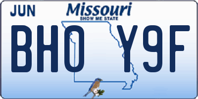 MO license plate BH0Y9F