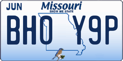 MO license plate BH0Y9P
