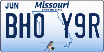 MO license plate BH0Y9R