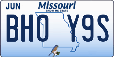 MO license plate BH0Y9S