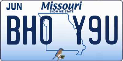 MO license plate BH0Y9U