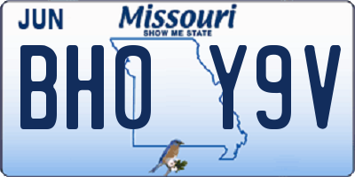 MO license plate BH0Y9V