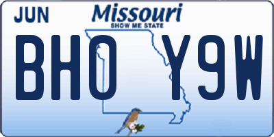 MO license plate BH0Y9W