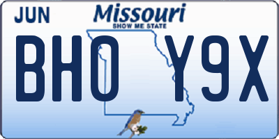 MO license plate BH0Y9X
