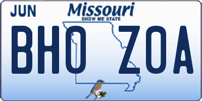 MO license plate BH0Z0A