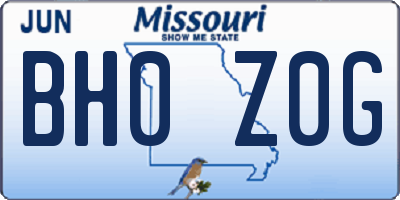MO license plate BH0Z0G