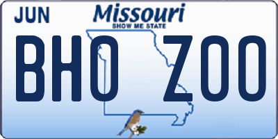 MO license plate BH0Z0O