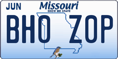 MO license plate BH0Z0P