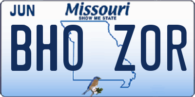 MO license plate BH0Z0R
