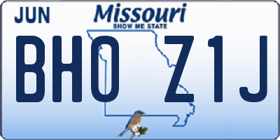 MO license plate BH0Z1J