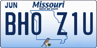 MO license plate BH0Z1U