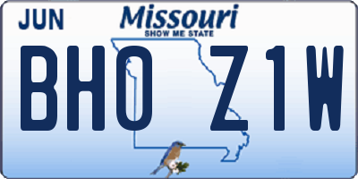 MO license plate BH0Z1W