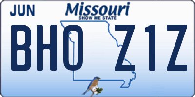 MO license plate BH0Z1Z