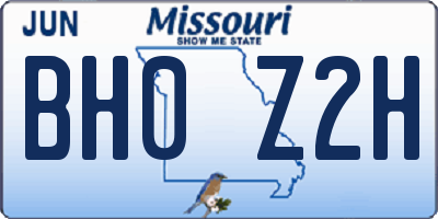 MO license plate BH0Z2H