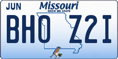 MO license plate BH0Z2I