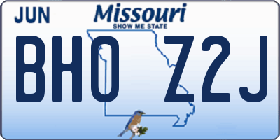 MO license plate BH0Z2J