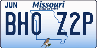 MO license plate BH0Z2P