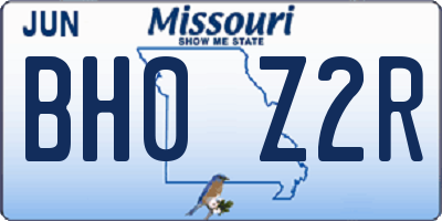 MO license plate BH0Z2R