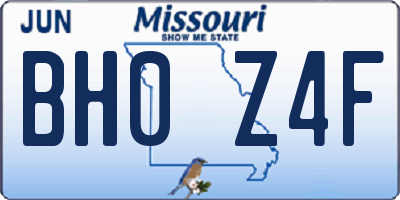 MO license plate BH0Z4F