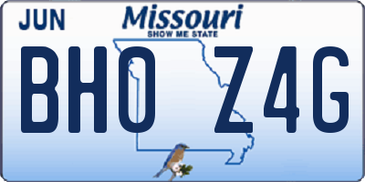 MO license plate BH0Z4G