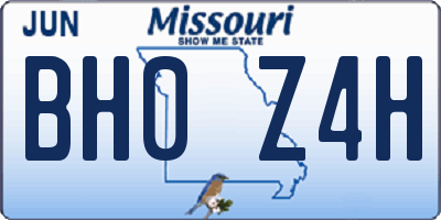 MO license plate BH0Z4H