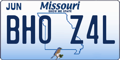 MO license plate BH0Z4L