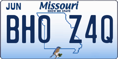 MO license plate BH0Z4Q
